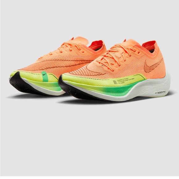 Nike Women's Zoomx Vaporfly Next% 2 'Peach Cream Green Shock' Sneakers